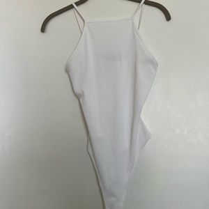 🤍 Forever 21 Ribbed High Neck Spaghetti-Strap Bodysuit